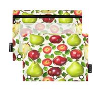 Mnsruu Pear Apple - Estuche para lápices de 3 anillas, 2 estuches para lápices con cremallera, ventana transparente con cremallera para suministros de oficina, multicolor, Talla única, Organizador de