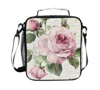 Mnsruu Pink Roses Old Paris France - Lonchera térmica para niños y niñas, bolsa térmica para comida