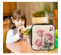 Mnsruu Pink Roses Paris France - Lonchera térmica térmica para niños y niñas, bolsa térmica para comida