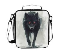 Mnsruu Red Eyes Black Wolf Galaxy - Lonchera térmica térmica para niños y niñas, bolsa térmica para comida