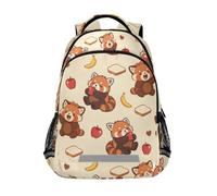 Mnsruu Red Panda Pan Banana Mochila escolar para niños y niñas, escuela secundaria, mochila escolar