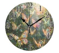 Mnsruu Reloj de pared con diseño de bosque de mariposas para sala de estar, silencioso, sin tictac, reloj redondo de 25 cm, fácil de leer, para cocina, decoración del hogar