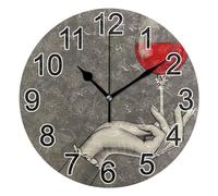 Mnsruu Reloj de pared de mano de mujer con copa de vino, reloj de cocina silencioso, funciona con pilas, redondo, decorativo, para sala de estar, dormitorio, baño, oficina en casa