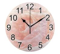 Mnsruu Reloj de pared rosa claro sin tictac, silencioso, funciona con pilas, redondo, decorativo, para sala de estar, dormitorio, baño, oficina en casa