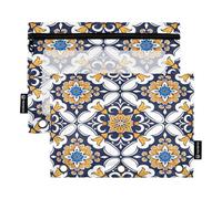 Mnsruu Roma - Estuche para lápices con textura para carpeta de 3 anillas, 2 estuches para lápices con cremallera, ventana transparente con cremallera para suministros de oficina, multicolor, Talla