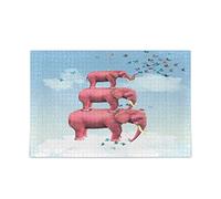 Mnsruu Rompecabezas de elefante rosa, nube, mariposa, juegos creativos, 500 piezas, regalo para adultos y niños