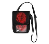 Mnsruu Roses in Black - Cartera de viaje para pasaporte, tarjetas de crédito, bolsa unisex cruzada con correa ajustable, #01, Talla única, moda