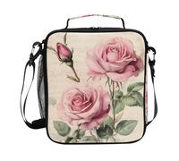 Mnsruu Roses - Lonchera térmica para niños y niñas, diseño vintage con postal francesa, para niños y niñas, bolsa térmica para comida