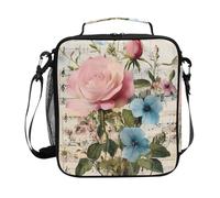 Mnsruu Roses - Lonchera térmica térmica para niños y niñas, diseño floral, estilo francés