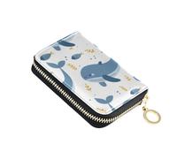 Mnsruu Seamless of Happy Whale - Funda pequeña compacta para tarjetas de crédito, dinero en efectivo y monedas, cartera con bloqueo RFID para viajes y uso diario