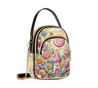 Mnsruu Sweet and Sweet Candy Lollipop Land - Bolso cruzado para mujer, con cadena desmontable, para teléfono, bolso de hombro, cartera, Sweet and Sweet Candy Lollipop Land, Talla única