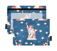 Mnsruu The Statue of Liberty - Estuche para carpetas de 3 anillas, 2 estuches para lápices con cremallera, ventana transparente con cremallera para suministros de oficina, multicolor, Talla única