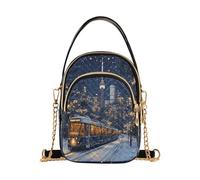 Mnsruu Train City Landscape - Bolso bandolera pequeño de cuero para mujer