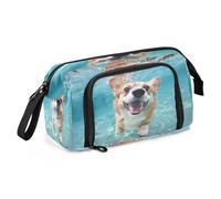 Mnsruu Un bonito estuche para lápices de Corky Swims in The Water de gran capacidad, estuche para lápices, papelería, oficina, organizador para niños y niñas, Un bonito corcho nada en el agua, Talla