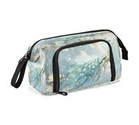 Mnsruu Un hermoso estuche para lápices con diseño de pavo real elegante con plumas, gran capacidad, estuche para lápices, papelería, oficina, organizador para niños y niñas, Una hermosa pintura de un