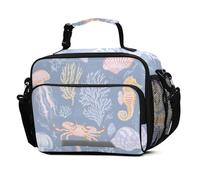 Mnsruu Underwater World - Lonchera grande con aislamiento térmico para niños y niñas, bolsa térmica reutilizable con correa para el hombro