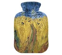 Mnsruu Van Gogh Pintura al óleo Botella de agua caliente con cubierta de terciopelo, bolsa de agua caliente transparente de 1 l para aliviar el dolor de manos calambres terapias de frío caliente