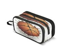 Mnsruu Wall Breaking - Estuche para lápices de baloncesto con 3 compartimentos, para escuela, portátil, para niñas y niños, Balón de baloncesto para romper la pared, Talla única