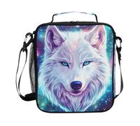 Mnsruu White Wolf Head Galaxy Wolves - Lonchera térmica térmica para niños y niñas, bolsa térmica para comida