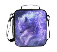 Mnsruu White Wolf Light Wolves - Lonchera térmica térmica para niños y niñas, bolsa térmica para comida