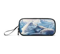 Mnsruu White Wolves Iceberg - Estuche grande de almacenamiento para lápices con cremallera, organizador de gran capacidad para oficina, universidad, escuela, viajes