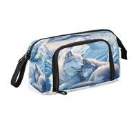 Mnsruu White Wolves Iceberg - Estuche para lápices de gran capacidad, estuche para lápices, papelería, oficina, organizador para niños y niñas