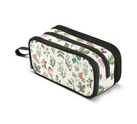 Mnsruu Wild Herbs Flower Botanical Pencil Case Boys Girls Pen Bag Large Capacity School Office Stationery Organizer Pencil Pouch Holder Zipper Kids Teens Adults, A100, 22.5x9x11cm, Estuche para