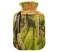 Mnsruu Wine Vineyards of Sunset Italy Botella de agua caliente con cubierta de terciopelo, bolsa de agua caliente transparente de 1 l para aliviar el dolor de manos calambres terapias de frío caliente