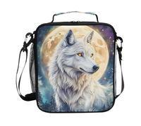 Mnsruu Wolf Galaxy Forest White Wolves Moon - Lonchera térmica para niños y niñas, bolsa térmica térmica para comida