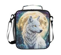Mnsruu Wolf Galaxy Winter Forest White Moon Wolves - Lonchera térmica térmica para niños y niñas, bolsa térmica para comida