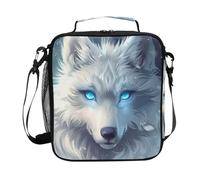 Mnsruu Wolf Winter Forest White Wolves Head - Lonchera térmica térmica para niños y niñas, bolsa térmica para comida