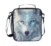 Mnsruu Wolf Winter Forest White Wolves - Lonchera térmica térmica para niños y niñas, bolsa térmica para comida