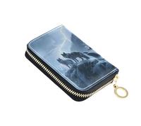 Mnsruu Wolves and One Big Eagle - Funda pequeña compacta para tarjetas de crédito, dinero en efectivo y monedas, cartera con bloqueo RFID para viajes y uso diario