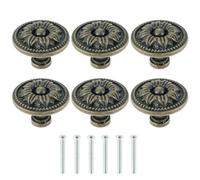 MNUPL Juego de pomos de armario Vintage, tirador de puerta de armario de bronce antiguo, pomo redondo de aleación de Zinc, tiradores de manija for muebles, 6 uds.