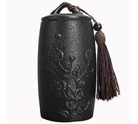 MNUvxzaewf Urnas pequeñas for Cenizas de Adultos, miniurnas funerarias cremación for Mascotas, urnas cerámica Hechas a Mano for, Perros y Gatos(Black,Chrysantheme)