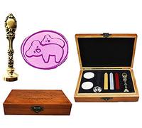 MNYR - Caja de madera de lujo con diseño de koala en la espalda de la madre, color bronce, metal pavo real, invitaciones de boda, tarjetas de regalo de papel, sellos de cera, sello personalizado con