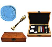 MNYR - Caja de madera de lujo con diseño de pavo real de bronce, invitaciones de boda, tarjetas de regalo, papel de papelería, sellos de cera, sello personalizado, sello de cera, cuchara de fusión,