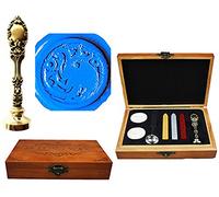 MNYR Dragon Luxury Wood Box Bronce Metal Pavo Real Invitaciones de Boda Tarjetas de Regalo Papel Estacionario Sellos Personalizados Logo Sello de Cera Sello de Cera Palillos de Cera Cuchara de Fusión