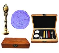 MNYR Eagle Moon Bird Caja de madera de lujo bronce Metal pavo real invitaciones de boda tarjetas de regalo papel inmóvil sobres sellos personalizados logotipo cera sello sello sellos cera palo