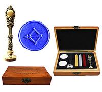 MNYR flecha borradores brújula caja de madera de lujo bronce metal pavo real invitaciones de boda tarjetas de regalo papel inmóvil sobres sellos personalizados logotipo cera sello sello sello cera