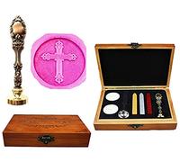 MNYR Jesús Cruz Iglesia lujo caja de madera oro metal pavo real invitaciones de boda tarjetas de regalo tarjetas de papel inmóvil sobres sellos de sello de cera sello sello de cera palo de cera