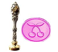 MNYR - Sello de cera de cereza, diseño vintage de cereza, de lujo, metal, pavo real, decoración de boda, tarjeta de regalo, papel de sobre, logotipo personalizado, monograma, sello de cera