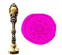 MNYR - Sello de cera vintage con diseño de brújula de bronce y pavo real decorativo, tarjeta de regalo, papel de regalo, sobre de papel estacionario, imagen personalizada, monograma, sello de cera,