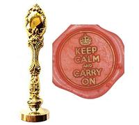 MNYR - Sello de cera vintage con diseño de pavo real con texto en inglés "Keep Calm and Carry On", color bronce