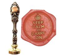 MNYR - Sello de cera vintage con diseño de pavo real con texto en inglés "Keep Calm and Carry On", color bronce