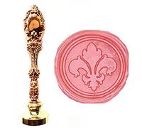MNYR Sello de cera vintage de flor de lis Art de lujo de bronce de pavo real decorativo para invitación de boda, tarjeta de regalo, papel estacionario, sellos de logotipo personalizados, imagen