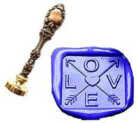 MNYR Square Love Cross Arrow Corazón Sello de cera de bronce de lujo de metal pavo real decorativo invitaciones boda tarjeta de regalo de papel papelario Sellos personalizados Empresa sello conjunto