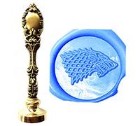 MNYR Vintage Fancy Direwolf Animal sello de cera de lobo de bronce lujoso pavo real decorativo invitaciones de boda tarjetas de regalo de papel papelería con logotipo personalizado Monograma sello de