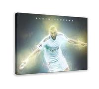 Mnyuein Póster de Karim Benzema con diseño de fútbol, lienzo para decoración de dormitorio, paisaje, oficina, habitación, marco de regalo: 50 x 75 cm