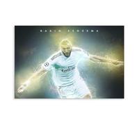 Mnyuein Póster de Karim Benzema con diseño de fútbol, lienzo para decoración de pared, pinturas para sala de estar, dormitorio, sin marco: 60 x 90 cm